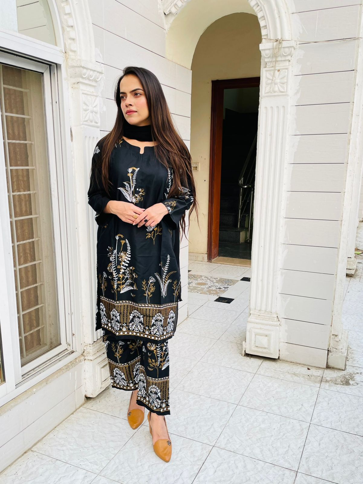 Stitched Block Printed Lilen Collection 2 pc MS10